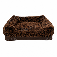 Canapé-lit pour animaux de compagnie en fausse fourrure léopard de luxe, housse amovible et lavable, lit orthopédique pour chien à haute résilience, support personnalisé, livraison directe