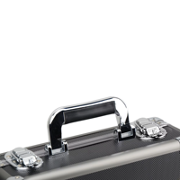 Valise à outils en aluminium noir grande capacité, durable, résistante à l'eau, aux chocs et à la poussière, verrouillable, portable, personnalisable OEM ODM