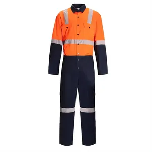 Hi Vis Overall Uniforms Multi-pockets Construction Electrician Men Flame Retardant Safety Coveralls Work Clothes Fr Workwear