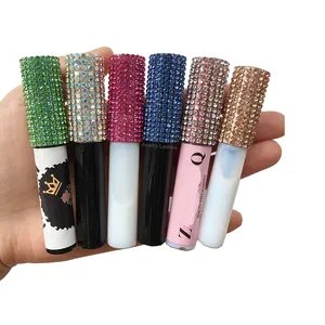 Bán Buôn Tùy Chỉnh Hộp Bao Bì Nhãn Hiệu Riêng Lông Mi Full Strip Lash Keo Với Rhinestone Blingbling Trang Trí