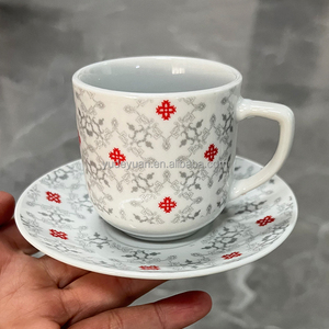Commercio all'ingrosso porcellana bianca personalizzata stile turco cipro dipinto a mano tazze da caffè personalizzato 90CC tazza da tè <span class=keywords><strong>e</strong></span> piattino Set - Product Image 4