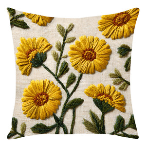 Nueva funda de cojín con bordado de girasoles, almohada para sofá, cojín decorativo fresco y bonito para ventana o cabecera de cama - Product Image 4