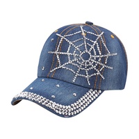 Casquette de baseball 6 panneaux en denim délavé effet diamant, unisexe, personnalisable pour fêtes