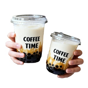 Wholesale 12oz 16oz 20oz 24oz Disposable Custom LOGO Single Wall Iced Coffee & Boba Tea Beverage clear PET <b>Plastic</b> <b>Cups</b> Lids - Product Image 2