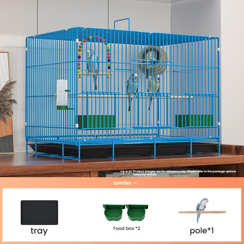 Blue 50*34*39  [Tray + 2 feeding troughs + standing pole]