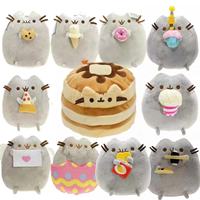 Peluche chat gris gras, jouet en forme de beignet, pizza, tasse de thé au lait, lion, burger au lait, rouleau à la cannelle, poupée en peluche chat, licorne, coussin chat
