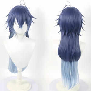 Pelucas de Cosplay de Genshin Impact al por Mayor, <span class=keywords><strong>Peluca</strong></span> Larga y Lisa de 85 cm, Teñida en Azul Degradado, <span class=keywords><strong>Peluca</strong></span> Sintética para Anime, Halloween y Fiestas - Product Image 3