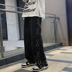 Jeans délavés à l'eau à jambe large et tube droit pour hommes - Product Image 2