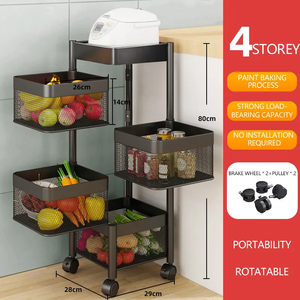 Prix préférentiel, étagère rotative pour légumes et fruits en acier au carbone, chariot roulant carré, étagère de rangement rotative pour condiments - Product Image 5