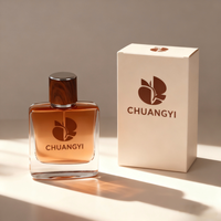 Flacon en verre pour huile essentielle, parfum, avec pompe et boîte, design élégant carré, personnalisable en gros, 30 ml, 50 ml, 100 ml