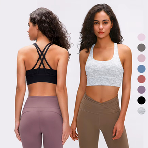 Meilleur vendeur vêtements de sport pour femmes imprimé <span class=keywords><strong>léopard</strong></span> rembourré <span class=keywords><strong>soutien</strong></span>-<span class=keywords><strong>gorge</strong></span> de sport dos croisé Yoga haut court doublure en Spandex Fitness haut court ensemble - Product Image 1