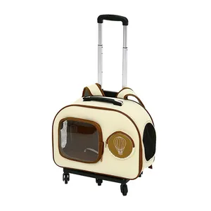 New Arrival Pet dog travel Large Capacity Trolley Cat Luggage Pet Cages Portable Double Shoulder Cat Backpack Carrier