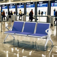 Chaise d'attente pour aéroport, banque, clinique, design moderne, mousse PU injectée, sièges 3 places en aluminium, sièges tandem pour terminal public