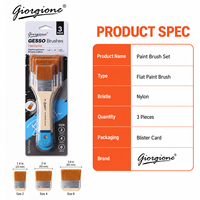 Ensemble de 3 pinceaux Gesso Giorgione, poils larges et plats en nylon, manche en bois, pour acrylique, gesso, toile, apprêtage, peinture d'artiste