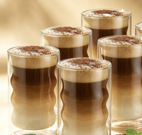 Mug à café en verre double paroi de 400 ml (13,5 oz) de bonne qualité, résistant à la chaleur et au froid, pour thé noir, latte, café