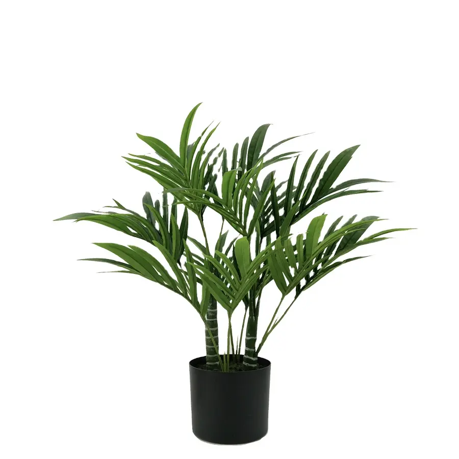 黒いプラスチック製の洗面台にあるハワイアンヤシの葉の人工植物は、家の装飾用にカスタマイズできます