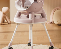 Chaise haute convertible pour bébé avec plateau amovible, chaise d'alimentation en plastique avec roulettes pour nourrissons et tout-petits