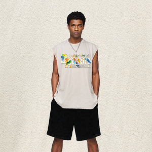 Débardeur graphique oversize noir délavé avec motif 'Splash Paint Dreams' et citation 'Invincible', style streetwear artistique hip-hop pour homme, entrepôt US - Product Image 3