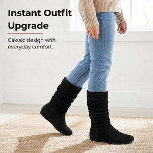 Nouvelle Arrivée EVKOODANCE – Bottes Femme Souples et Décontractées à Talon Plat, Mi-Mollet, Sous le Genou - Product Image 2