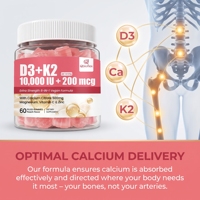 Qbioflex OEM/ODM Gommes liquides 6-en-1 saveur pêche avec Vitamine D3 K2, Calcium, Magnésium, Zinc pour le soutien osseux et immunitaire