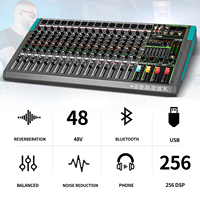 Biner PA16 Console Audio 16 Canaux Alimentation Fantôme 48V Effet de Réverbération Intégré 256 Table de Mixage Audio Professionnelle