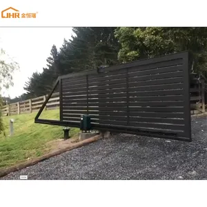 Flat-Top Private Durable Steel Fence Louver Panels Customized Making Electric Cantilever Sliding Gate For House