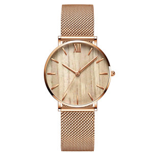 Classique décontracté bois visage cadran or rose bracelet mince montres femmes son et <span class=keywords><strong>sa</strong></span> montre reloj logo pointe personnaliser - Product Image 4