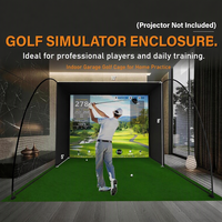 Enceinte de simulateur de golf 10'x8'x5' avec écran d'impact 4K (projecteur non inclus) et filets latéraux de protection à 6 brins pour garage intérieur