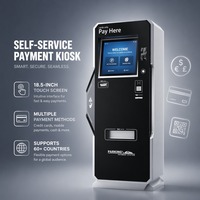 Solution de borne de paiement libre-service pour parking de complexe résidentiel avec lecteur de carte bancaire et écran tactile LCD