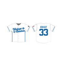 Maillot de Baseball 100% Polyester pour jeu, personnalisé, sublimation, boutons-up, chemise