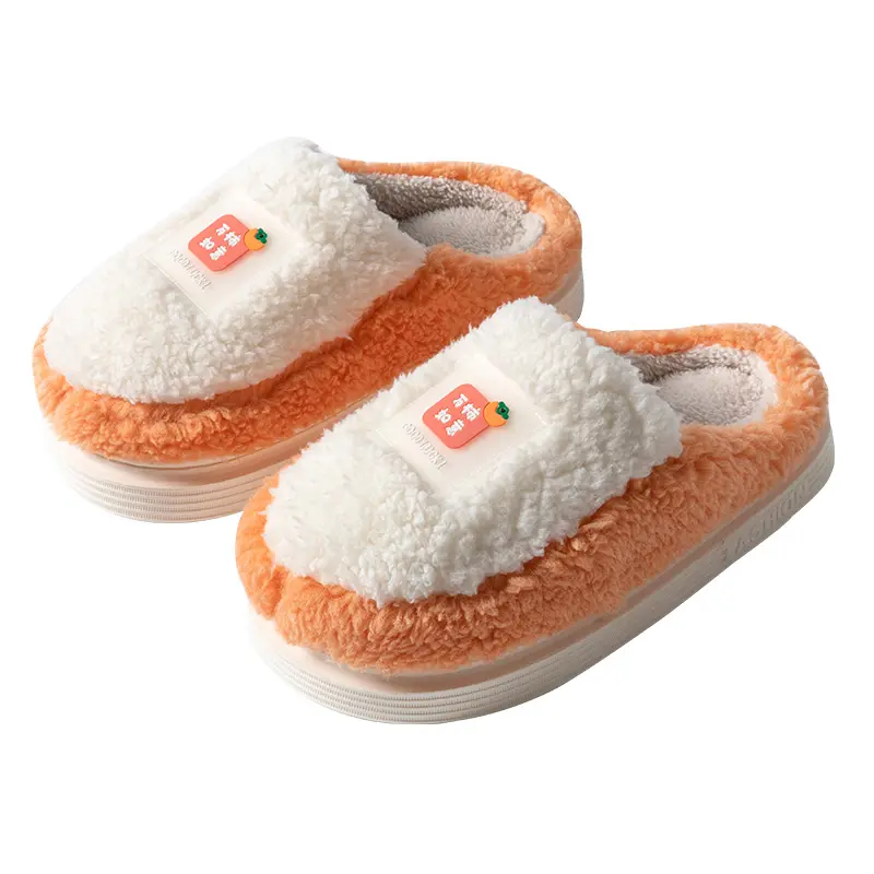 Hot Sale Pp Bont Huis Fuzzy Indoor Dikke Zolen Pluizig Chunky Pluche Katoenen Slippers Voor Mannen Vrouwen