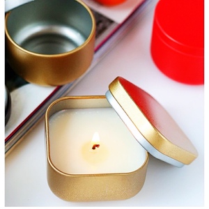 Portacandele in <span class=keywords><strong>Latta</strong></span> Quadrato Mini da 2oz, Stile Europeo, Tinta Unita Stampata, Senza Giunture - Product Image 2