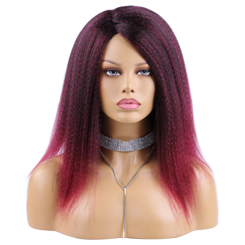 Cheap Ombre Blonde Non Lace Front Kinky Straight Synthetic Hair Wig Glueless Light Yaki Wigs For Aliexpress Wholesale