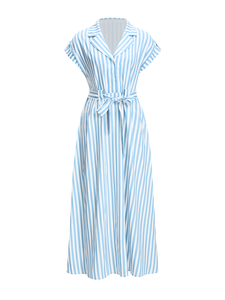 ชุดแมกซี่คอตตอนลินินสำหรับผู้หญิง, ชุดเดรสลำลองคอตตอน<span class=keywords><strong>ล</strong></span>ินินเสื้อเชิ้ต<span class=keywords><strong>ล</strong></span>ำลองกระดุมด้านหน้า<span class=keywords><strong>ล</strong></span>ายทางสำหรับฤดูร้อน - Product Image 5