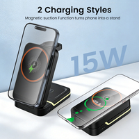 Chargeur sans fil portable de bureau pliable 3 en 1, station d'accueil de charge rapide, support de charge magnétique pour téléphone