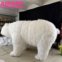 Ours polaire blanc gonflable en tissu pelucheux long, mascotte gonflable en forme d'ours polaire de dessin animé