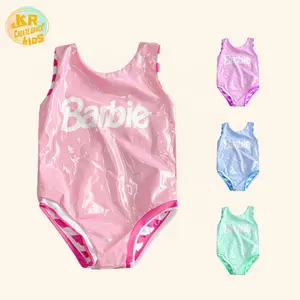 新款设计高品质定制泳衣夏季小女孩泳衣配亮粉色一体式可爱儿童泳衣