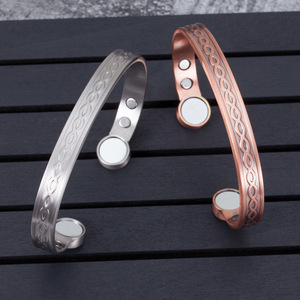 Pulseras de Cobre Magnético Bioactivo Personalizables EST, <span class=keywords><strong>99.99</strong></span>% Puro, Diseño Vintage con Lazo, Juego de Joyería para Parejas - Product Image 4