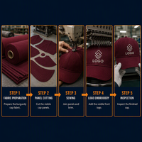 Casquette de baseball à 6 panneaux en tissu polyester/coton, design unisexe réglable, détail brodé à la main, style sportif décontracté