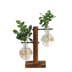 Vase hydroponique moderne en bois avec cadre en verre transparent, <span class=keywords><strong>pot</strong></span> <span class=keywords><strong>de</strong></span> fleurs durable et écologique fait à la main pour table <span class=keywords><strong>de</strong></span> mariage - Product Image 5