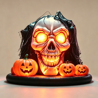 Lanterne géante gonflable en forme de crâne et de citrouille pour Halloween, grande décoration lumineuse pour créer une ambiance festive lors d'événements extérieurs et de fêtes.
