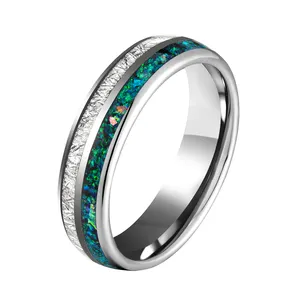 Fashion Wholesale Price Tungsten Galaxy Opal Rings For Men Engraving Tungsten Ring Jewelry