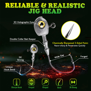 Nouveaux hameçons de pêche à tête plombée <span class=keywords><strong>3</strong></span>.5g 5g 7g 10g 14g avec yeux 3D pour truite, poisson-chat, brochet, rivière, eau douce et eau salée - Product Image 2