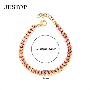 สายรัดข้อมือสตรีแบบโซ่เหล็กหลากสี ขายส่ง ปรับแต่งได้ สแตนเลส 316L ชุบทอง 18K PVD ไม่ลอก - Product Image 1