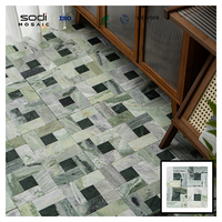 Carreaux de marbre gris beige naturel glacé mat 300x300 pour sol de villa et jardin, style antique