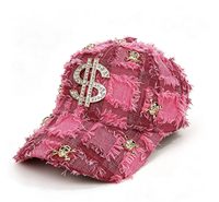 Casquette de baseball en jean déchiré populaire avec motif dollar, personnalisable multicolore