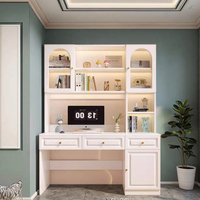 Bureau d'ordinateur et étagère intégrés en bois massif Conception simple pour les petits appartements et les études des étudiants Table pour ordinateur portable à domicile