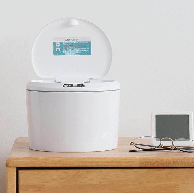 Smart Automatic Countertop Trash Can Infrared Motion Sensor Touchless Plastic Garbage Bin Lid for Kitchen Office Bedroom