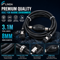 Nouvel ensemble de conduite de carburant pour bateau Linda 8MM Noir Diesel 2 Cylindres Tuyau de carburant marin avec pompe d'amorçage et connecteur rapide 100% étanche à l'eau pour moteur