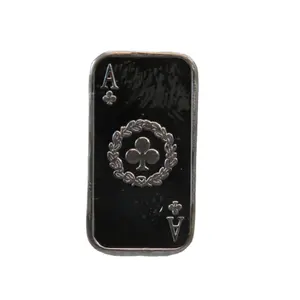 Monete stampate in metallo personalizzate antiche 3D 1 grammo Silver Ace Of Clubs Card Bar